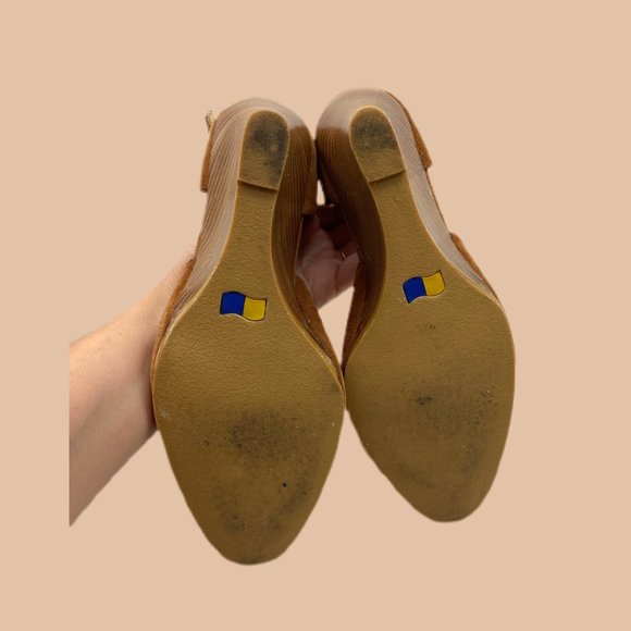 Cloudwalkers - Brown Leather Suede with Wooden Wedge Heel - Picture 4 of 5